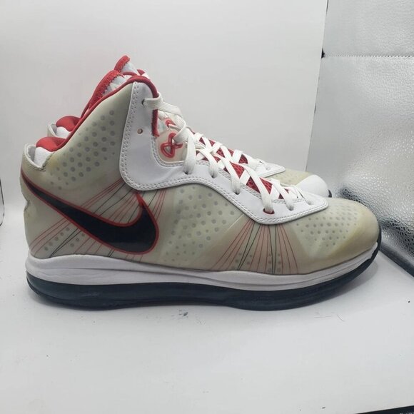 Nike Lebron James 8 V/2 SZ 11.5 White Sport Red Miami Heat Elite 429676-100 - Picture 1 of 9